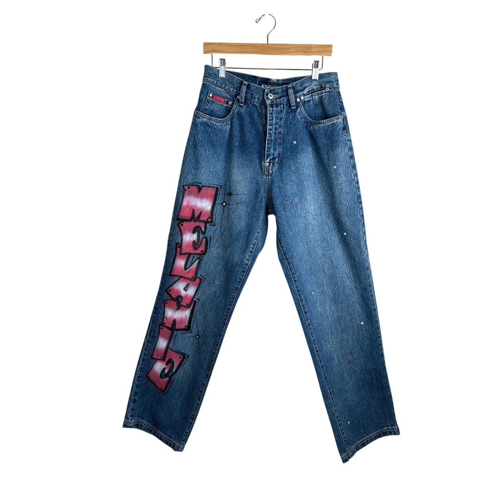 Drunknmunky Y2K Graffiti-style "Spellout" Graphic Men's Jeans 32X34